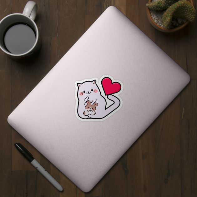 Kawaii style, mouse lovers, Valentine's Day, cute kawaii mice and cats . by SK1X